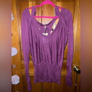 Free People Burgundy Purple Knit Top
